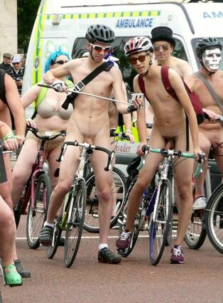 Downright bare masculine cyclists
